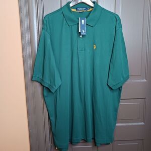 US Polo Assn. Men's Green Yellow Cotton Short Sleeve Shirt size 2XL